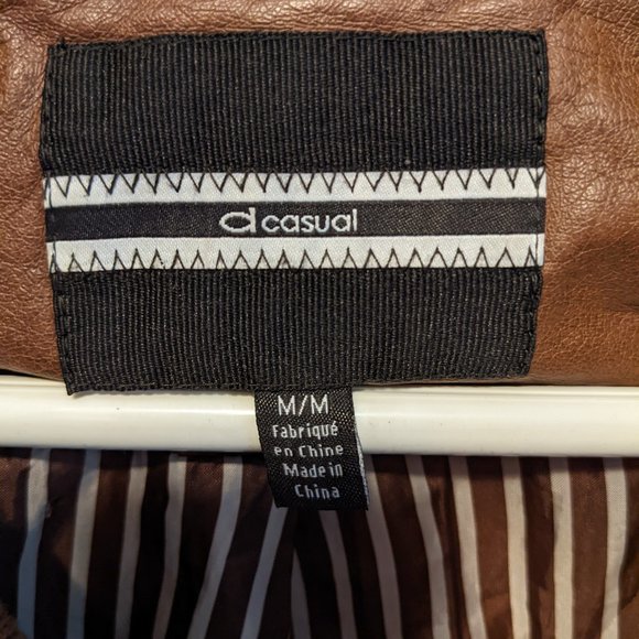 Brown Vegan Leather Asymmetrical Jacket - Picture 3 of 11